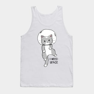 I need space, cute cat in helmet astronaut in galaxy space Tank Top